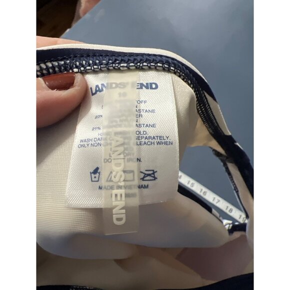 Lands End Tankini Swim Top Size 10 Blue White Palm Print Beach Vacation Resort - Picture 6 of 11
